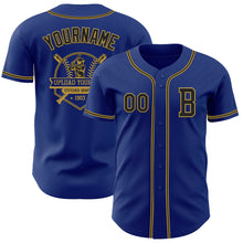Laden Sie das Bild in den Galerie-Viewer, Custom Royal Black-Old Gold Authentic Baseball Jersey