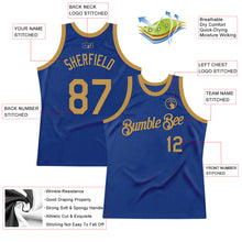Загрузить изображение в средство просмотра галереи, Custom Royal Old Gold Authentic Throwback Basketball Jersey
