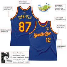 Загрузить изображение в средство просмотра галереи, Custom Royal Gold-Red Authentic Throwback Basketball Jersey