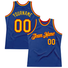 Загрузить изображение в средство просмотра галереи, Custom Royal Gold-Red Authentic Throwback Basketball Jersey