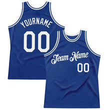 Загрузить изображение в средство просмотра галереи, Custom Royal White Authentic Throwback Basketball Jersey