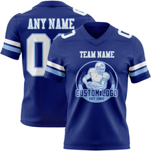 Laden Sie das Bild in den Galerie-Viewer, Custom Royal White-Light Blue Authentic Football Jersey