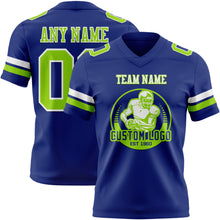 Load image into Gallery viewer, Custom Royal Neon Green-White Authentic Football Jersey