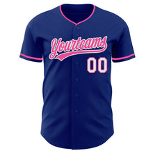 Load image into Gallery viewer, Custom Royal Pink-White Authentic Baseball Jersey