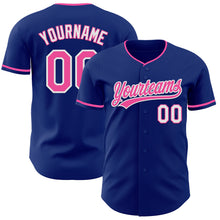Load image into Gallery viewer, Custom Royal Pink-White Authentic Baseball Jersey