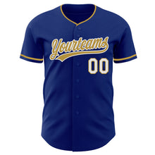 Load image into Gallery viewer, Custom Royal Old Gold-White Authentic Baseball Jersey