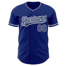 Laden Sie das Bild in den Galerie-Viewer, Custom Royal White-Gray Authentic Baseball Jersey