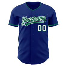 Load image into Gallery viewer, Custom Royal Kelly Green-White Authentic Baseball Jersey