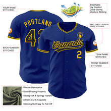 Load image into Gallery viewer, Custom Royal Black-Yellow Authentic Baseball Jersey