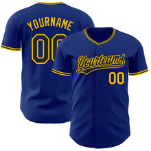 Load image into Gallery viewer, Custom Royal Black-Yellow Authentic Baseball Jersey