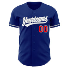 Charger l'image dans la galerie, Custom Royal Fire Red White-Gray Authentic Baseball Jersey