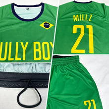 Charger l'image dans la galerie, Custom Neon Green Gold-Royal Sublimation Brazilian Flag Soccer Uniform Jersey