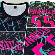 Laden Sie das Bild in den Galerie-Viewer, Custom Black Pink-Aqua Sublimation Soccer Uniform Jersey