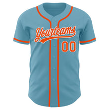 Load image into Gallery viewer, Custom Shadow Blue Orange-White Authentic Baseball Jersey