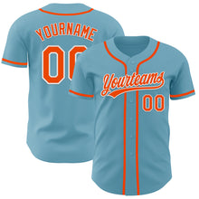 Load image into Gallery viewer, Custom Shadow Blue Orange-White Authentic Baseball Jersey