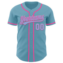 Загрузить изображение в средство просмотра галереи, Custom Shadow Blue Light Blue-Pink Authentic Baseball Jersey