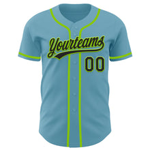 Загрузить изображение в средство просмотра галереи, Custom Shadow Blue Black-Neon Green Authentic Baseball Jersey