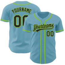 Загрузить изображение в средство просмотра галереи, Custom Shadow Blue Black-Neon Green Authentic Baseball Jersey