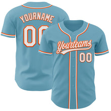 Load image into Gallery viewer, Custom Shadow Blue White-Orange Authentic Baseball Jersey