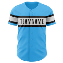 Laden Sie das Bild in den Galerie-Viewer, Custom Sky Blue Black-White Authentic Baseball Jersey