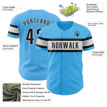 Laden Sie das Bild in den Galerie-Viewer, Custom Sky Blue Black-White Authentic Baseball Jersey