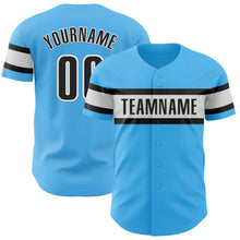 Laden Sie das Bild in den Galerie-Viewer, Custom Sky Blue Black-White Authentic Baseball Jersey