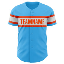 Laden Sie das Bild in den Galerie-Viewer, Custom Sky Blue Orange-White Authentic Baseball Jersey
