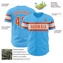 Laden Sie das Bild in den Galerie-Viewer, Custom Sky Blue Orange-White Authentic Baseball Jersey