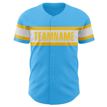Load image into Gallery viewer, Custom Sky Blue White-Yellow Authentic Baseball Jersey