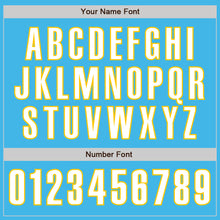 Load image into Gallery viewer, Custom Sky Blue White-Yellow Authentic Baseball Jersey