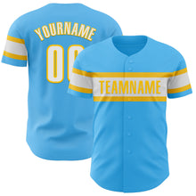 Load image into Gallery viewer, Custom Sky Blue White-Yellow Authentic Baseball Jersey