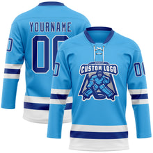 Charger l'image dans la galerie, Custom Sky Blue Royal-White Hockey Lace Neck Jersey