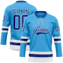 Charger l'image dans la galerie, Custom Sky Blue Royal-White Hockey Lace Neck Jersey