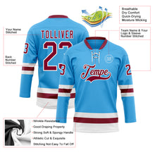 Charger l'image dans la galerie, Custom Sky Blue Maroon-White Hockey Lace Neck Jersey