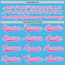 Load image into Gallery viewer, Custom Sky Blue Pink-White Hockey Lace Neck Jersey