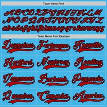 Load image into Gallery viewer, Custom Sky Blue Red-Black Hockey Lace Neck Jersey