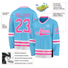 Load image into Gallery viewer, Custom Sky Blue Pink-White Hockey Jersey