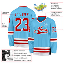 Charger l'image dans la galerie, Custom Sky Blue Red-White Hockey Jersey