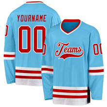 Charger l'image dans la galerie, Custom Sky Blue Red-White Hockey Jersey