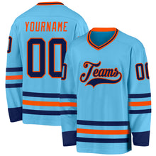 Charger l'image dans la galerie, Custom Sky Blue Navy-Orange Hockey Jersey