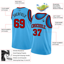 Load image into Gallery viewer, Custom Sky Blue Red-Black Authentic Basketball Jersey