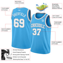 Laden Sie das Bild in den Galerie-Viewer, Custom Sky Blue White-Gray Authentic Basketball Jersey