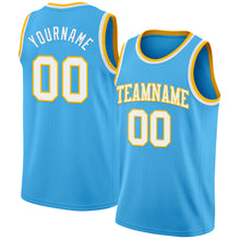 Laden Sie das Bild in den Galerie-Viewer, Custom Sky Blue White-Gold Authentic Basketball Jersey