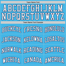 Laden Sie das Bild in den Galerie-Viewer, Custom Sky Blue White-Navy Authentic Basketball Jersey