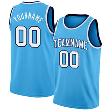 Laden Sie das Bild in den Galerie-Viewer, Custom Sky Blue White-Navy Authentic Basketball Jersey