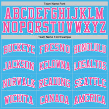 Laden Sie das Bild in den Galerie-Viewer, Custom Sky Blue Pink-White Authentic Basketball Jersey