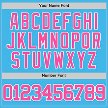 Laden Sie das Bild in den Galerie-Viewer, Custom Sky Blue Pink-White Authentic Basketball Jersey