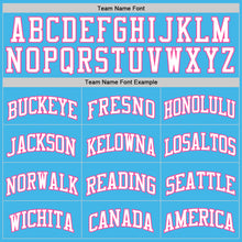 Laden Sie das Bild in den Galerie-Viewer, Custom Sky Blue White-Pink Authentic Basketball Jersey