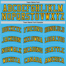 Загрузить изображение в средство просмотра галереи, Custom Sky Blue Balck-Gold Authentic Basketball Jersey