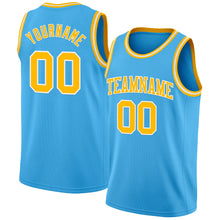 Charger l'image dans la galerie, Custom Sky Blue Gold-White Authentic Basketball Jersey